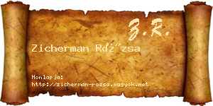 Zicherman Rózsa névjegykártya